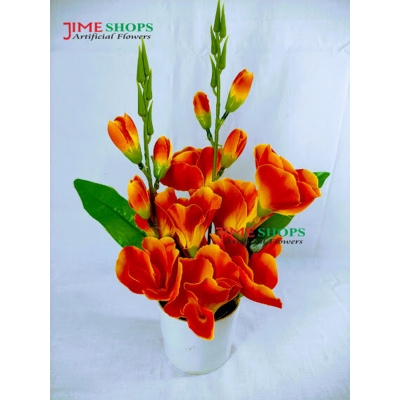 Picture of Artificial gladiolus flower 11 inc long table tob for home or office decoration, jime shops flower collection, nokol full, fake flower (Orange)