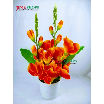 Picture of Artificial gladiolus flower 11 inc long table tob for home or office decoration, jime shops flower collection, nokol full, fake flower (Orange)