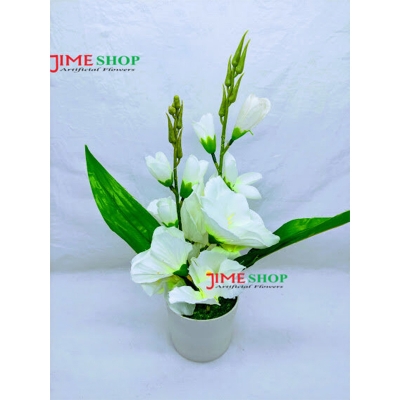 Picture of Artificial gladiolus flower 11 inc long table tob for home or office decoration, jime shops flower collection, nokol full, fake flower (White)