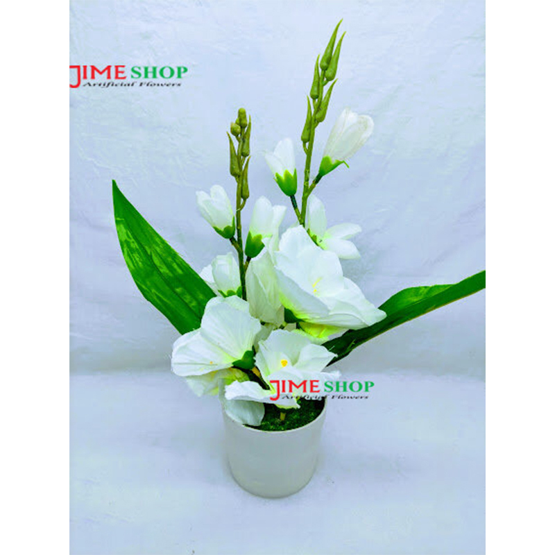 Picture of Artificial gladiolus flower 11 inc long table tob for home or office decoration, jime shops flower collection, nokol full, fake flower (White)