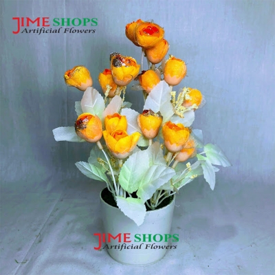 Picture of Artificial Small Sunflowers & plant in plastic vases --25 cm - Home Decoration Item (MTT 4)