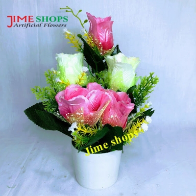 Picture of Artificial Small Sunflowers & plant in plastic vases --25 cm - Home Decoration Item (MTT 6)