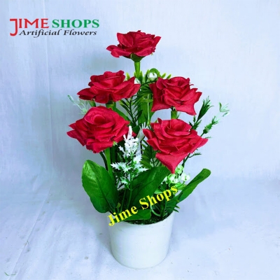 Picture of Artificial Small Sunflowers & plant in plastic vases --25 cm - Home Decoration Item (MTT 5)