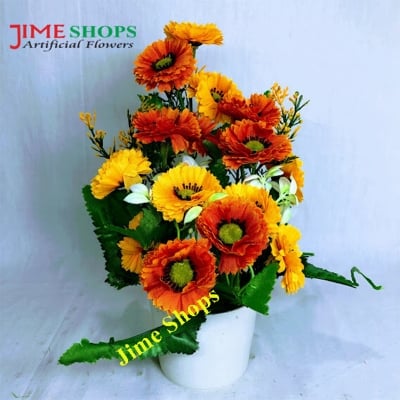 Picture of Artificial Small Sunflowers & plant in plastic vases --25 cm - Home Decoration Item (MTT 8)