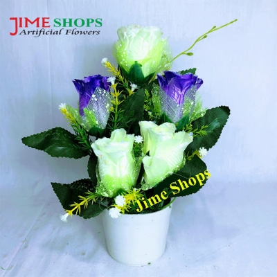 Picture of Artificial Small Sunflowers & plant in plastic vases --25 cm - Home Decoration Item (MTT 7)