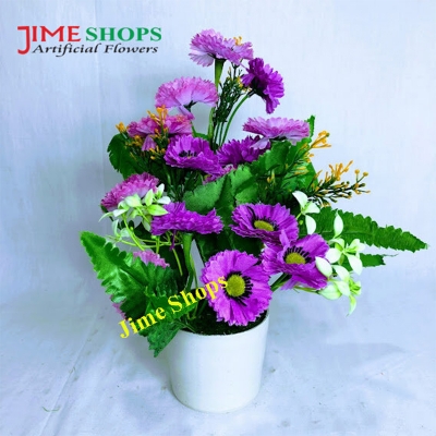 Picture of Artificial Small Sunflowers & plant in plastic vases --25 cm - Home Decoration Item (MTT 9)