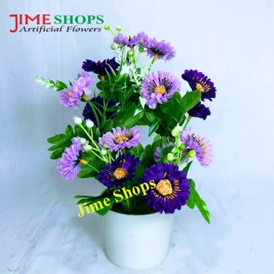 Picture of Artificial Small Sunflowers & plant in plastic vases --25 cm - Home Decoration Item (MTT 17)