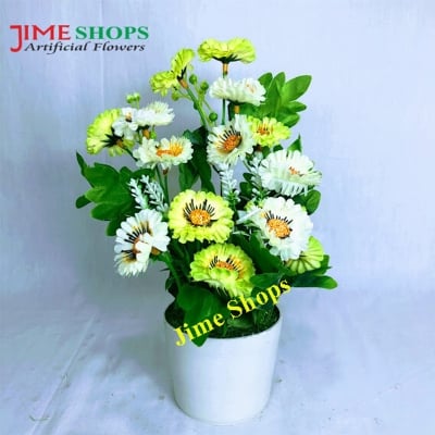 Picture of Artificial Small Sunflowers & plant in plastic vases --25 cm - Home Decoration Item (MTT 20)