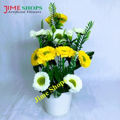 Picture of Artificial Small Sunflowers & plant in plastic vases --25 cm - Home Decoration Item (MTT 19)