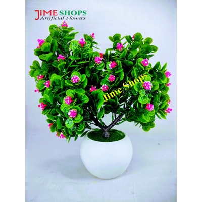 Picture of Double Head Artificial Flower With Green Leaves In Plastic Vases-28Cm/11Inc - Home Decoration Item - Home Decoration Item - artificial flower (2 Head orange)