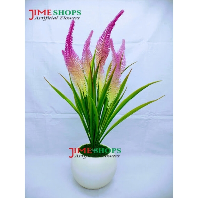 Picture of Artificial Leaves & Flower Plant In Round Sugar Plastic Pot 9.5Inc - Home Decoration Item - artificial flower (Leaves & Pink Plant)
