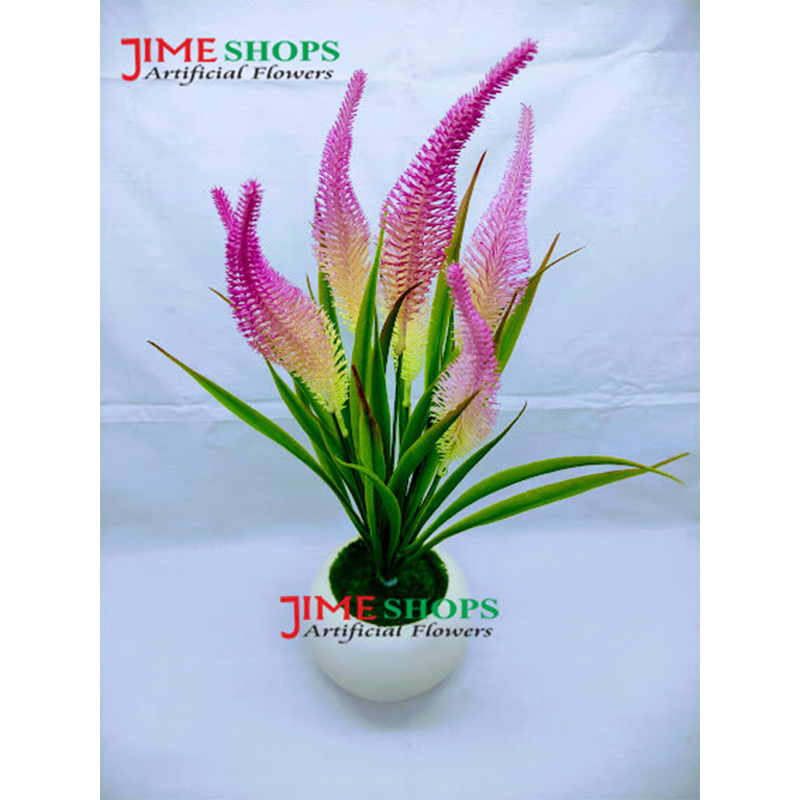 Picture of Artificial Leaves & Flower Plant In Round Sugar Plastic Pot 9.5Inc - Home Decoration Item - artificial flower (Leaves & Pink Plant)
