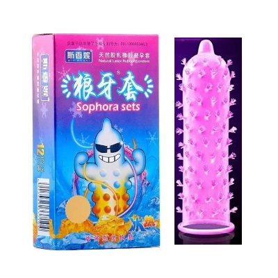 Picture of Sophora Ice Fire Large Particle Big Dotted Condom Long Lasting Condom For Men - 12Pcs Pack
