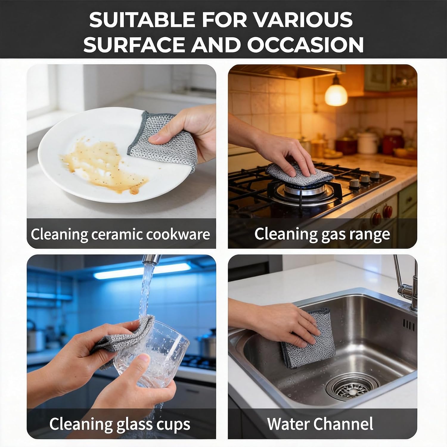Picture of Magic Cleaning Cloth - Kitchen Dishwashing Towel, Metal Steel Wire - 5 pcs Combo