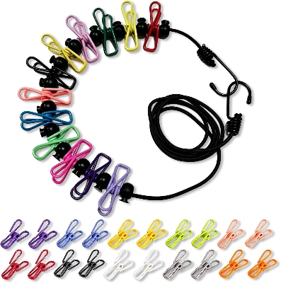 Picture of Portable Clothing Clothesline with 12 Clips Retractable Laundry Dryer Clothes Rop -1pcs ( Multicolor )
