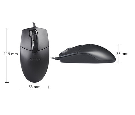 Picture of A4tech OP-730D 2x Click Optical Wired Mouse - 1000 DPI - Optical Sensor - Double click Button - 4-Way Wheel - Black (1 Year official warranty) USB 2X Click Optical Mouse
