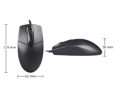 Picture of A4tech OP-730D 2x Click Optical Wired Mouse - 1000 DPI - Optical Sensor - Double click Button - 4-Way Wheel - Black (1 Year official warranty) USB 2X Click Optical Mouse