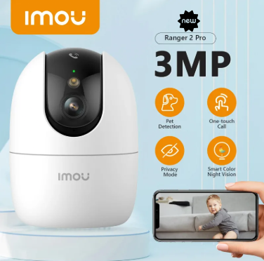Picture of imou Ranger 2 Pro 360° Coverage 2K 3MP(Last 7days 10year free cloud per 12sec motion view. video/with AI Human Detection and Privacy Mode) WiFi 2K 3MP indoor security camera.-White