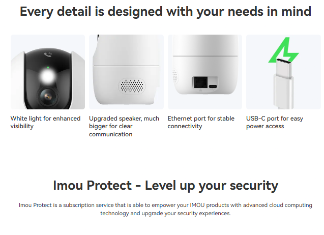 Picture of imou Ranger 2 Pro 360° Coverage 2K 3MP(Last 7days 10year free cloud per 12sec motion view. video/with AI Human Detection and Privacy Mode) WiFi 2K 3MP indoor security camera.-White