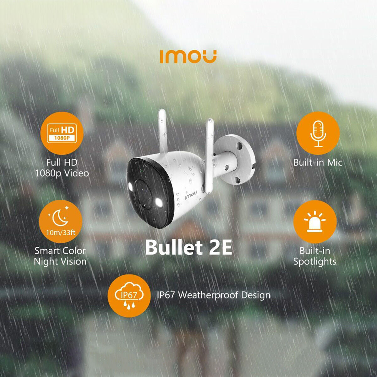 Picture of imou  IP67 Weatherproof 2e(smart color night 98fit distance,dual antina,mic) 2mp outdoor wi-fi camera Infrared Mode -White(256GB)