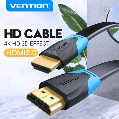 Picture of Vention Flat 2M (Black 4k, Ultral High Speed Male to Male HDMI) HDMI Cable-Black