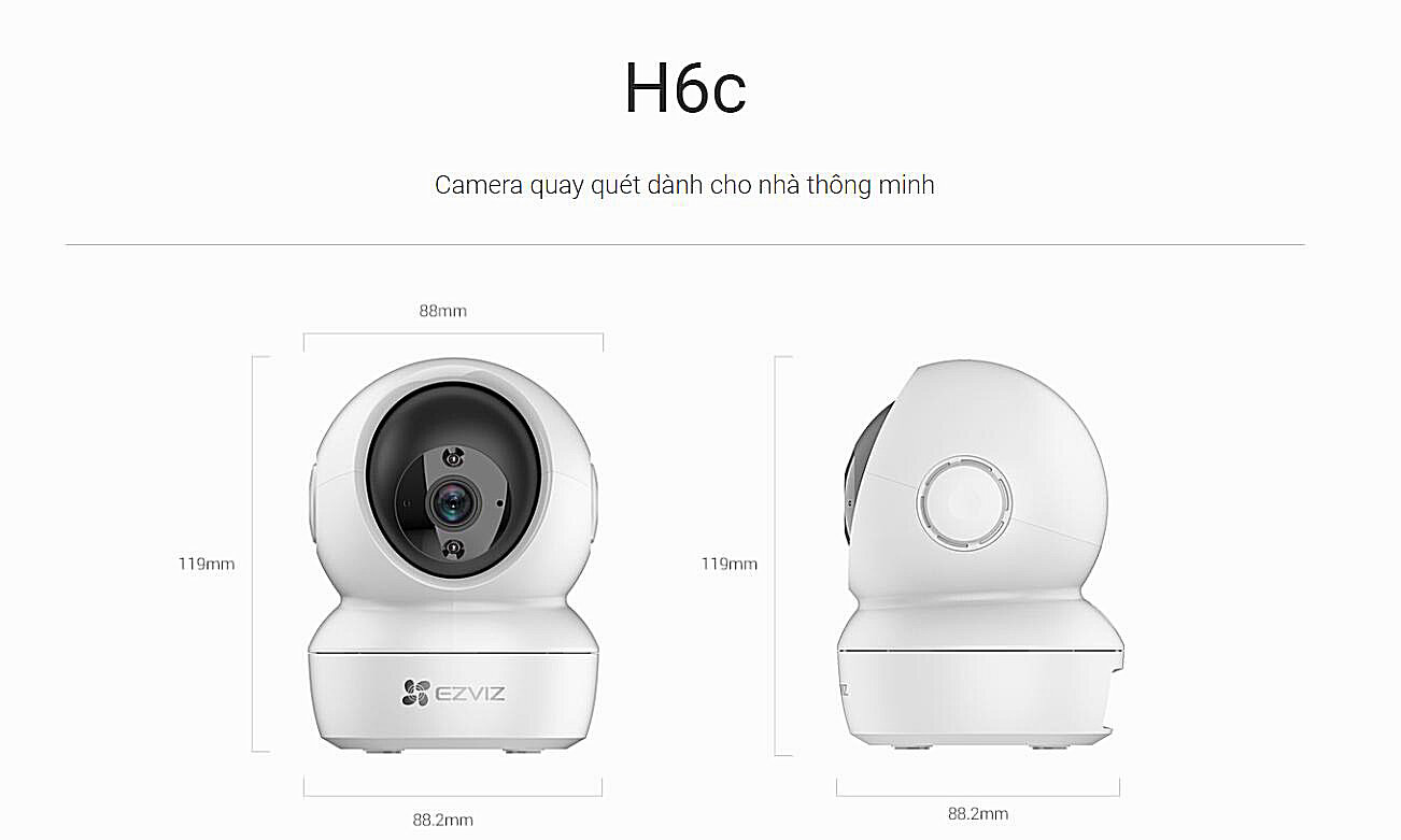 Picture of HIKVISION Ezviz H6C 80P Resolution 8x Zoom 360 Degree Visual Coverage with Smart IR Wifi 2.4G 1080p 2MP Auto Motion Tracking IP Security Camera -White(256GB)
