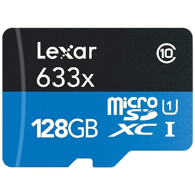 Picture of Lexar 128GB High-Performance Class 10 633x microSDHC/microSDXC Card A1 U3 UHS-I V30 4K UHD BLUE Series Micro SD Card-Blue