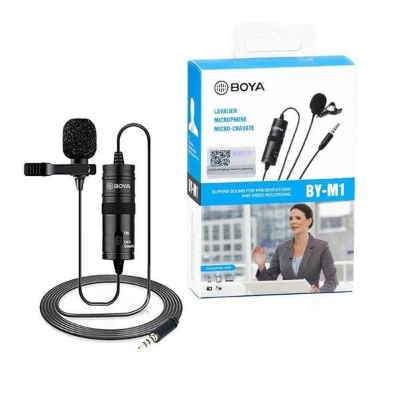 Picture of BOYA BY-M1 (official 2 years warranty) BOYA BY-M1 Condenser Professional Lavalier Lapel Microphone for PC iPhone Camera YouTube Recording Blogger Podcast Lavalier Microphones-Black
