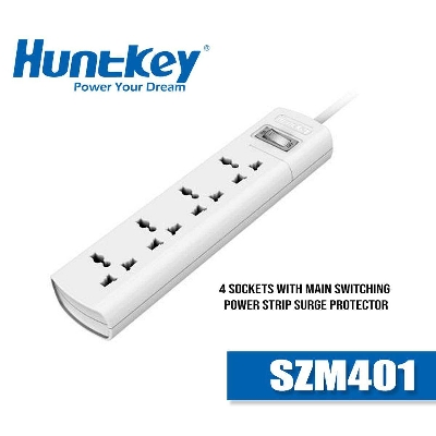 Picture of Huntkey SZM401(3-Y warranty) 4 Port Socket 2Core Cable Power Strip/Multi plug-White