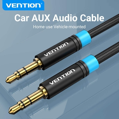 Picture of Vention P350AC-B-M  ( 1 Year Official Warranty) Cotton Braided 3.5mm Male to Male Audio Cable-Black