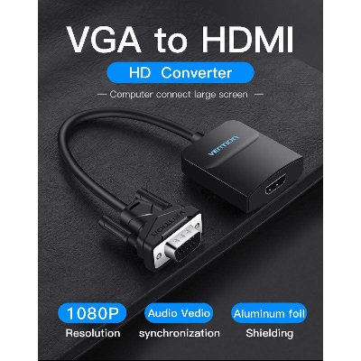 Picture of VENTION ACNBB(1Y Warranty- with Female Micro USB and Audio Port) VGA to HDMI Converter-Black