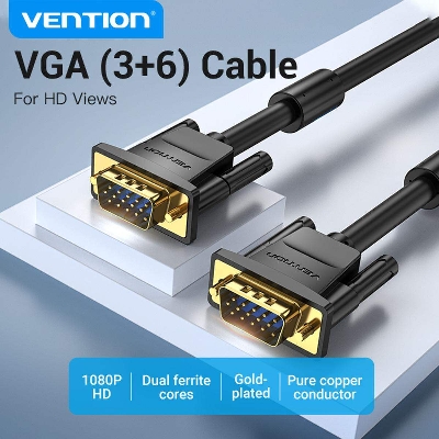 Picture of VENTION VGA(3+6) 10 meter/32.8 feet Male to Male for monitor Best VGA Cable-Black