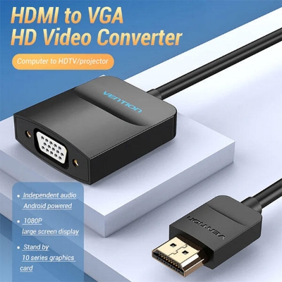 Picture of Vention 42154(Computer,Multimedia,Monitor,Projector,Television,TV Box Compatible)HDMI to VGA Adapter-1080P HD Male to VGA Female Converter-Black