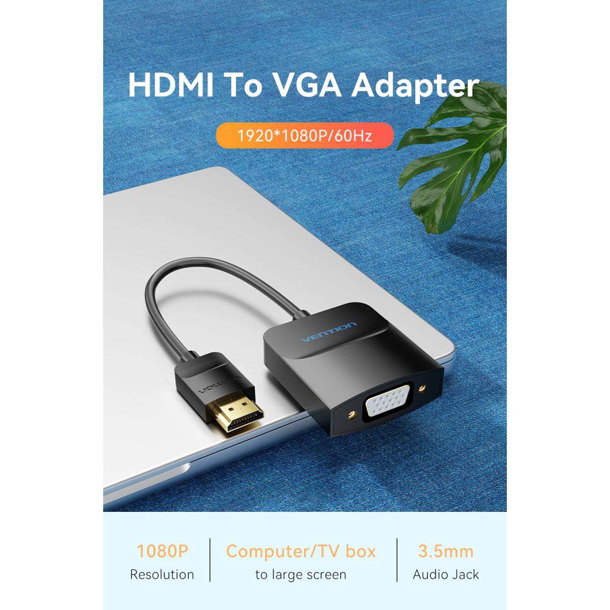 Picture of Vention 42154(Computer,Multimedia,Monitor,Projector,Television,TV Box Compatible)HDMI to VGA Adapter-1080P HD Male to VGA Female Converter-Black