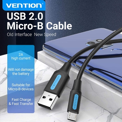 Picture of Vention COL USB 2.0 A Male to Micro-B  ( 1 Metar) Male Cable-Black