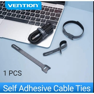 Picture of Vention KABB0 (10 Pcs) Cable Organizer, Self Adhesive Cable Tie Nylon Cable Management Belt-Black
