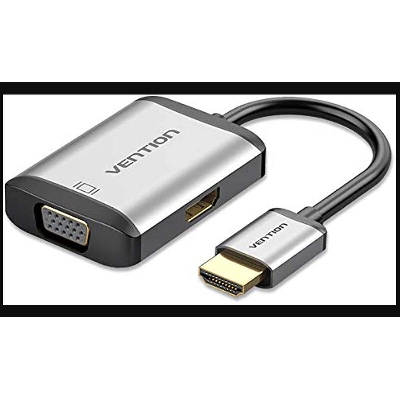 Picture of Vention HDMI to HDMI+VGA  0.15M Gray Metal Type Converter-Gray