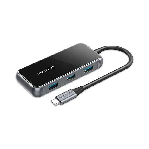 Picture of VENTION TFDHB Docking Station 0.15M Gray Mirrored Surface Type 1 Multi-function USB-C to USB3.0*4/PD