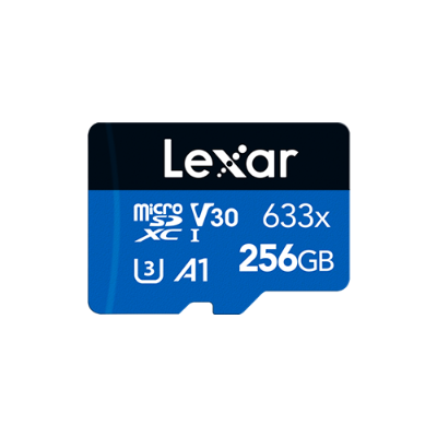 Picture of Lexar 256GB High-Performance Class 10 633x microSDHC/microSDXC Card U3 A1 UHS-I V30 4K UHD BLUE Series Micro SD Card-Blue