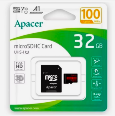 Picture of Apacer 32GB MicroSDXC Full HD 3D(5y warranty/water/magnet/temperature Proof,maUHS-I, U1,A1 v10 32GB Official Memory Card