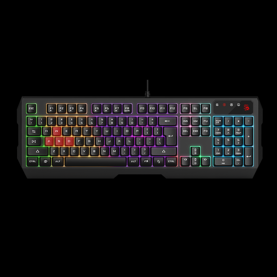 Picture of A4TECH Bloody B135N Backlit Wired Black GRADE NEON Effects Illuminate RGB Gaming Keyboard
