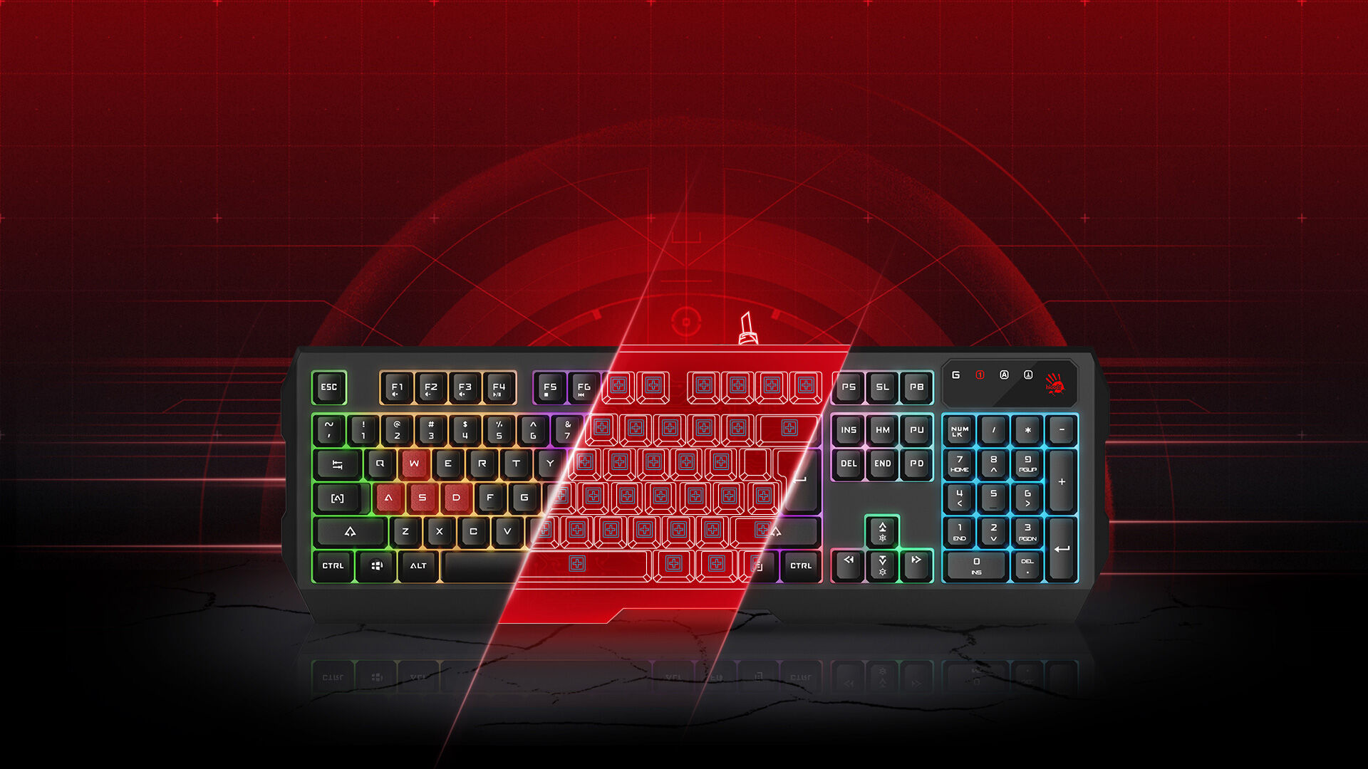 Picture of A4TECH Bloody B135N Backlit Wired Black GRADE NEON Effects Illuminate RGB Gaming Keyboard