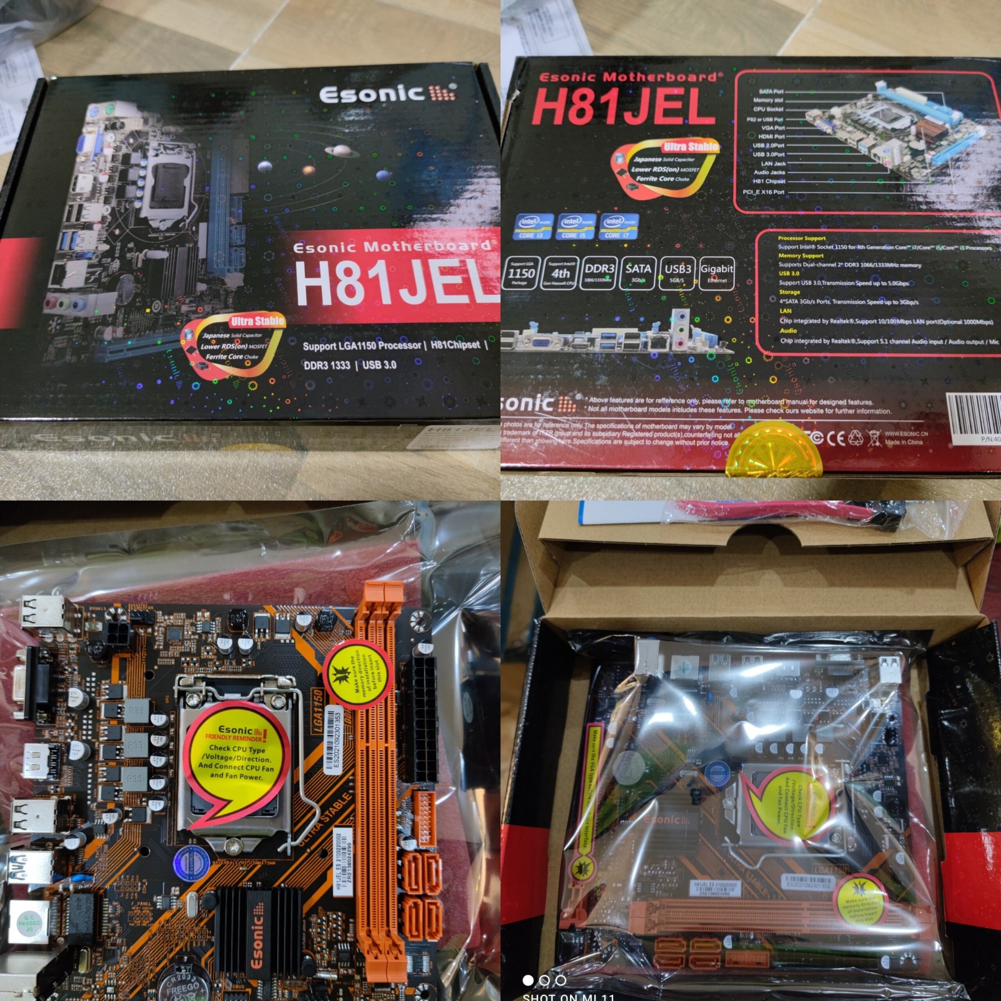 Picture of ESONIC H81 DDR3(Intel Core 4th Gen i7/i5/i3/Pentium / Celeron processor)  Intel 1150 Socket Desktop Computer Motherboard