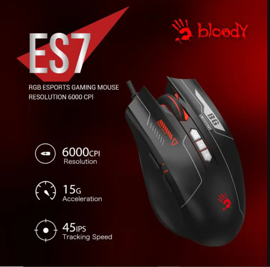 Picture of A4TECH Bloody ES7 RGB Wired Black Gaming Mouse