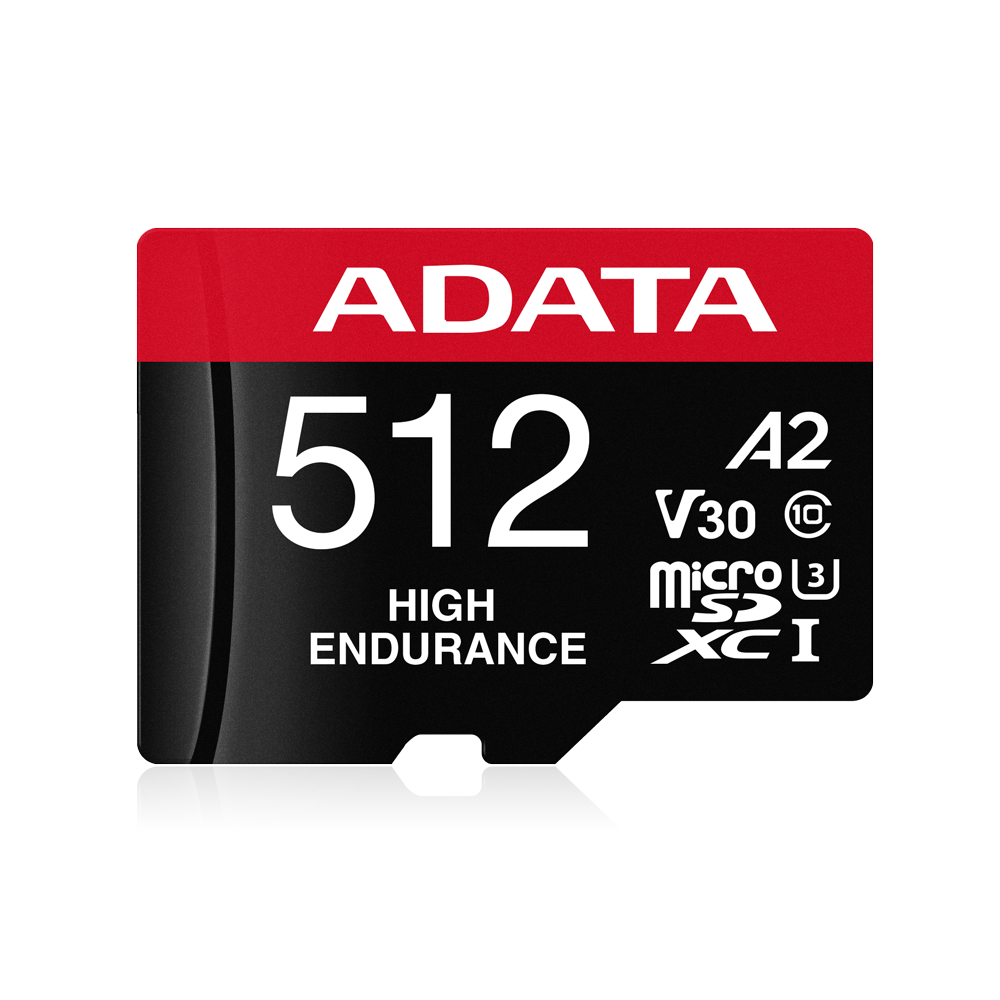 Picture of ADATA HIGH Endurance 512GB (U3,UHS-1,V30,20000hrs of Durability,Water/Shock/X-Ray Proof,Anti Static,4K, 8K, 3D, or 360° video recording) MICROSDXC Memory Card