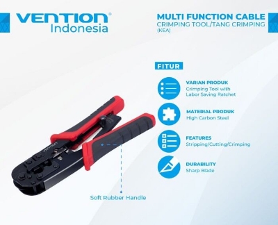 Picture of VENTION KEAB0 3 in 1 Multi-Function Cable Crimping Tool For Cutting/Stripping/Crimping-Black