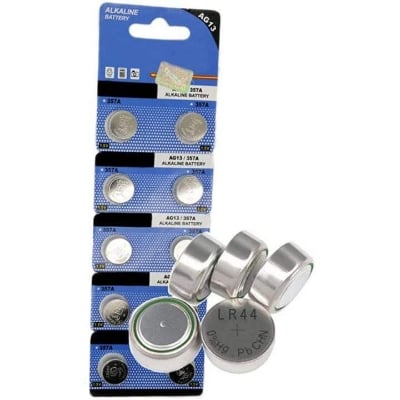 Picture of ( 10 picees ) LR44, A76, AG13, G13, LR1154, L1154 Button Cell Coiin Battery Use For Calculators, Thermometers, Electronics Toys, Laser pointers - 6 volt battery-Silver