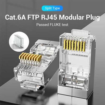 Picture of VENTION IDDR0-100 Cat.6 UTP RJ45 Connector Modular Plug - Transparent - 100 Pack-White
