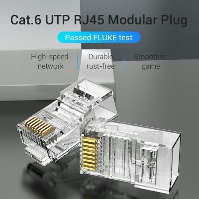 Picture of VENTION IDDR0-50 Cat.6 UTP RJ45 Connector Modular Plug - Transparent - 50 Pack-White