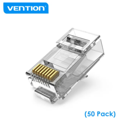 Picture of VENTION IDGR0-50 Cat.6A (Modular Plug Transparent 50 Pack) Gold-Plated UTP RJ45 Connector